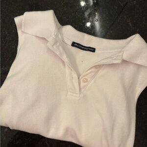 Brandy Melville White Sleeveless Polo Shirt